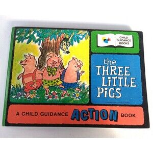 1960s Vintage Child Guidance The Three Little Pigs Action Book Moving Parts